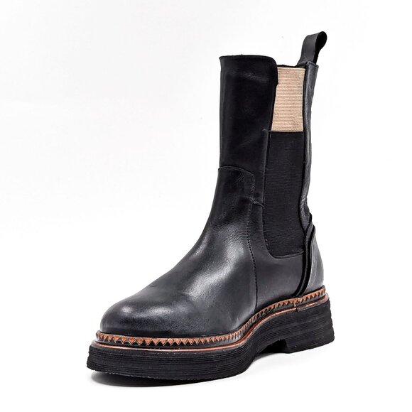 Bueno Women Gizelle Black Leather Stretch Panel Chelsea Boots size 7US EUR37 - Picture 3 of 9